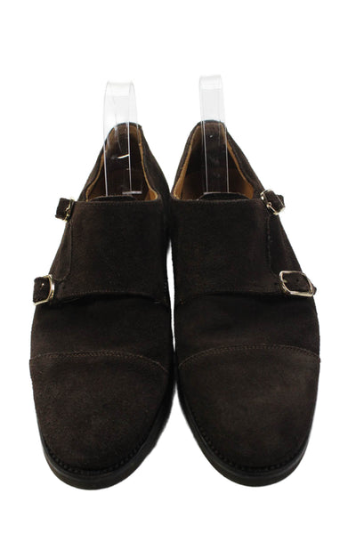 Castellano Mens Cap Toe Suede Double Monk Oxfords Dark Brown Size 40