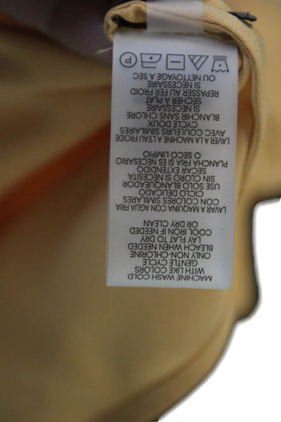 Calvin Klein Women Solid Yellow Collared Long Sleeve Button-Up Top Size S