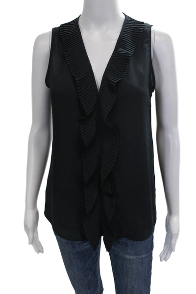 Banana Republic Women Sleeveless V-Neck Black Polyester Top Size S