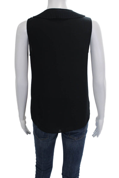 Banana Republic Women Sleeveless V-Neck Black Polyester Top Size S