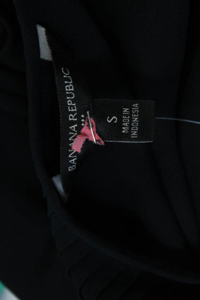 Banana Republic Women Sleeveless V-Neck Black Polyester Top Size S