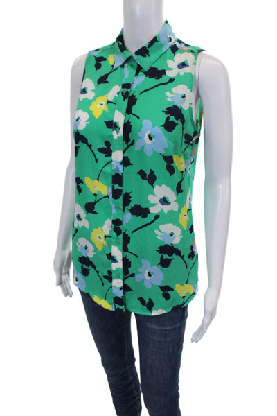Banana Republic Womens Green Collared Sleeveless Basic Blouse Size XS Petite