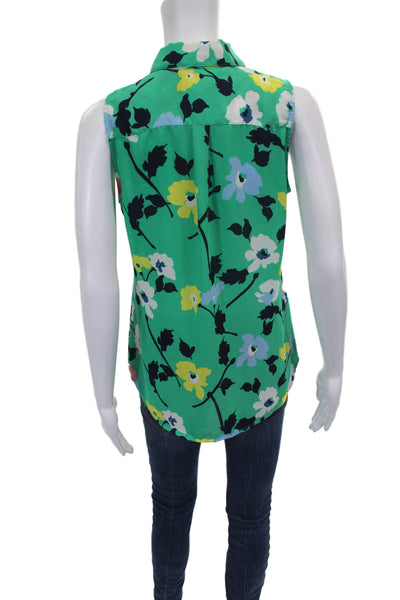 Banana Republic Womens Green Collared Sleeveless Basic Blouse Size XS Petite