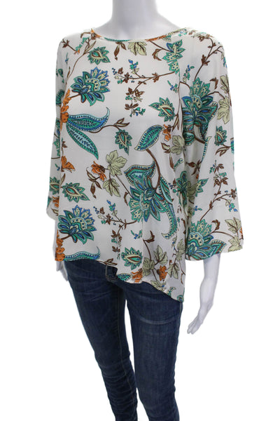 Paper Moon Women Basic Floral Boat Neck Polyester Blouse 3/4 Sleeve Size S