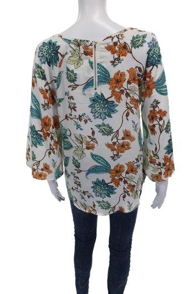 Paper Moon Women Basic Floral Boat Neck Polyester Blouse 3/4 Sleeve Size S
