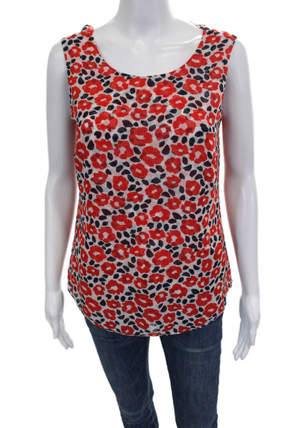 Cabi Women Blouse Multicolor Floral Sleeveless Round Neck Polyester Size XS