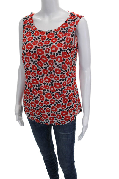 Cabi Women Blouse Multicolor Floral Sleeveless Round Neck Polyester Size XS