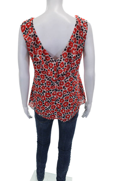 Cabi Women Blouse Multicolor Floral Sleeveless Round Neck Polyester Size XS