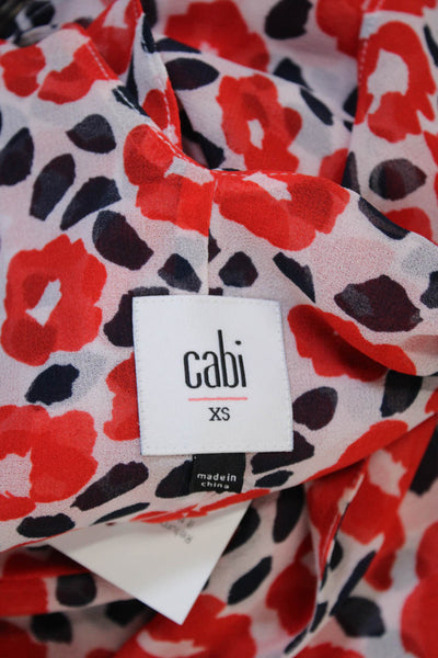 Cabi Women Blouse Multicolor Floral Sleeveless Round Neck Polyester Size XS