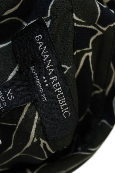 Banana Republic Womens Black Floral Button Up Long Sleeve Petite Size XS