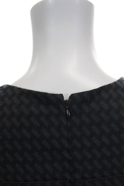 Theory Womens Basic Black Geometric Round Neck Tank Polyester Size M