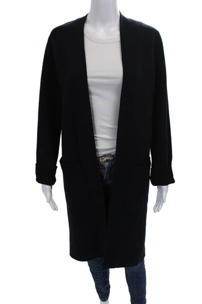 Theory Women Wool Black Cardigan Sweater Round Neck Long Sleeve Size PP