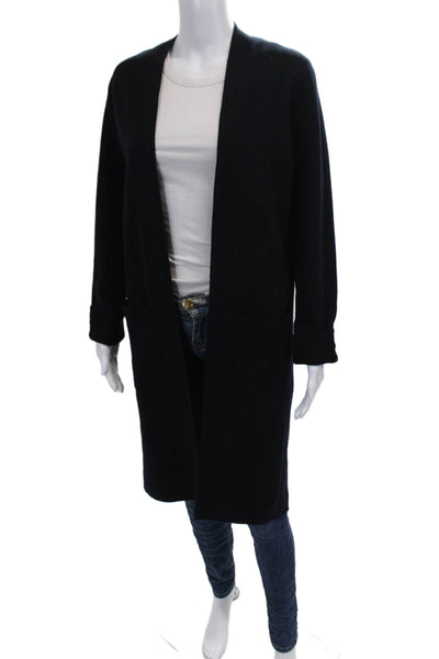 Theory Women Wool Black Cardigan Sweater Round Neck Long Sleeve Size PP