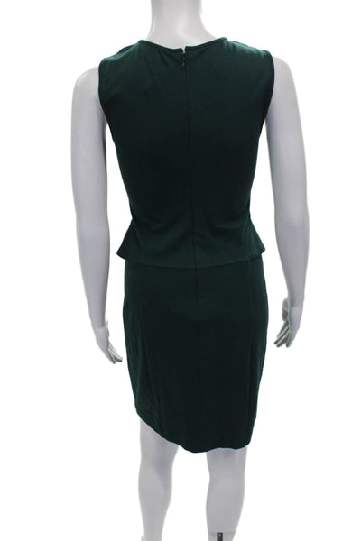 Theory Womens Pencil Dress Green Viscose Sleeveless Round Neck Zip Short Size 2