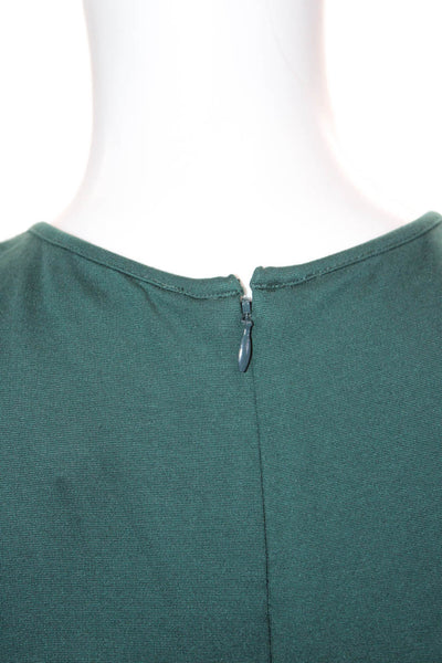 Theory Womens Pencil Dress Green Viscose Sleeveless Round Neck Zip Short Size 2