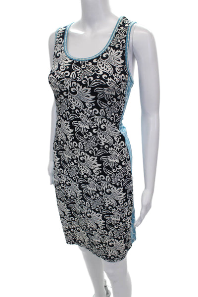 Max Studio Women Tank Dress Black Floral Scoop Neck Sleeveless Short Size XS