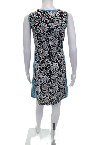 Max Studio Women Tank Dress Black Floral Scoop Neck Sleeveless Short Size XS