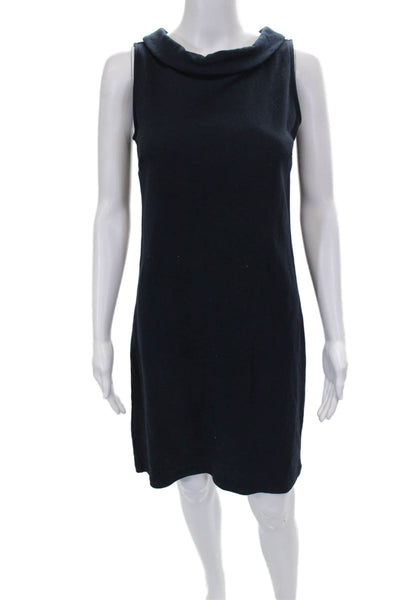 Talbots Women Shift Dress Blue Cowl Neck Sleeveless Short Cotton Size PP