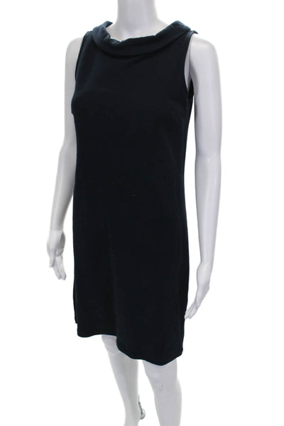 Talbots Women Shift Dress Blue Cowl Neck Sleeveless Short Cotton Size PP