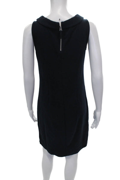 Talbots Women Shift Dress Blue Cowl Neck Sleeveless Short Cotton Size PP