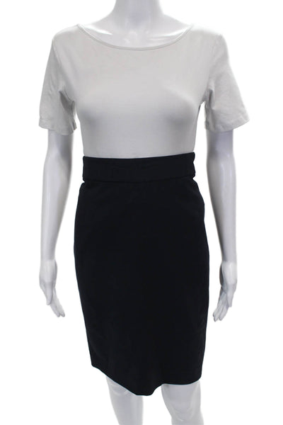 Theory Womens Straight Pencil Virgin Wool Knee Length Black Skirt Zip Size 2
