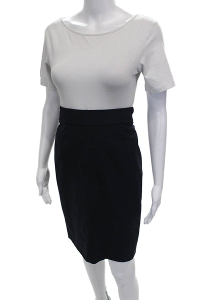 Theory Womens Straight Pencil Virgin Wool Knee Length Black Skirt Zip Size 2