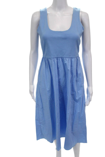 Theory Womens Fit & Flare Dress Blue Square Neck Sleeveless Long Zip Size PP
