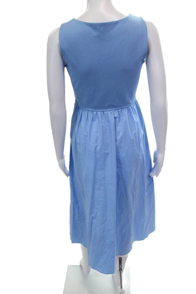 Theory Womens Fit & Flare Dress Blue Square Neck Sleeveless Long Zip Size PP