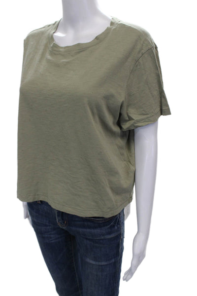 Madewell Women Basic Green Pima Cotton Crew Neck Short Sleeve T-Shirt Size M