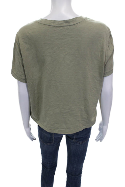 Madewell Women Basic Green Pima Cotton Crew Neck Short Sleeve T-Shirt Size M