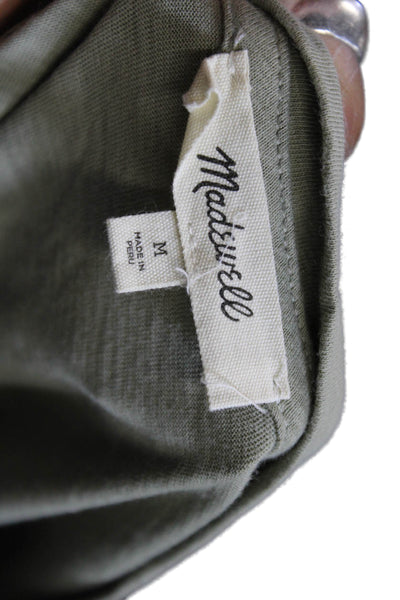 Madewell Women Basic Green Pima Cotton Crew Neck Short Sleeve T-Shirt Size M