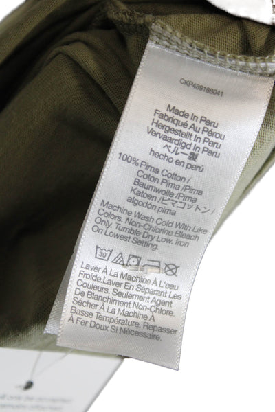 Madewell Women Basic Green Pima Cotton Crew Neck Short Sleeve T-Shirt Size M