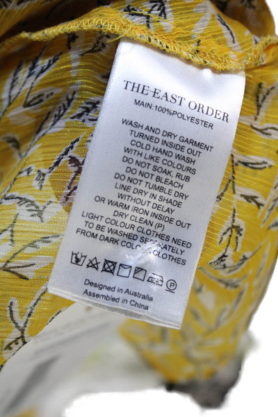 The East Order Womens Yellow Cropped V-Neck Floral Blouse Long Sleeve Size L