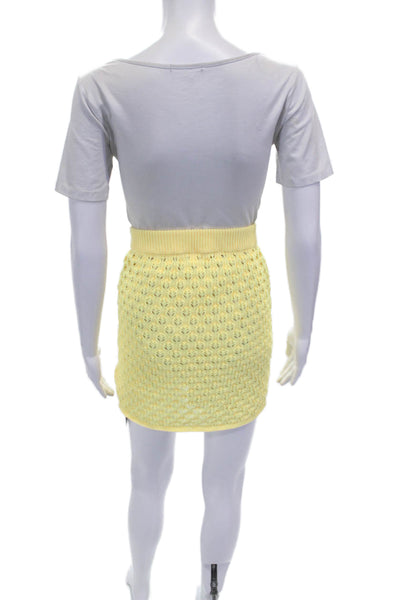 For Love & Lemons Women Mini Skirt Yellow Geometric Recycled Polyester Size L