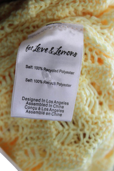 For Love & Lemons Women Mini Skirt Yellow Geometric Recycled Polyester Size L