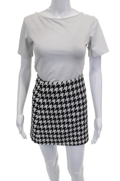Alice + Olivia Womens Mini Skirt Black Check Polyester Zip Size 6