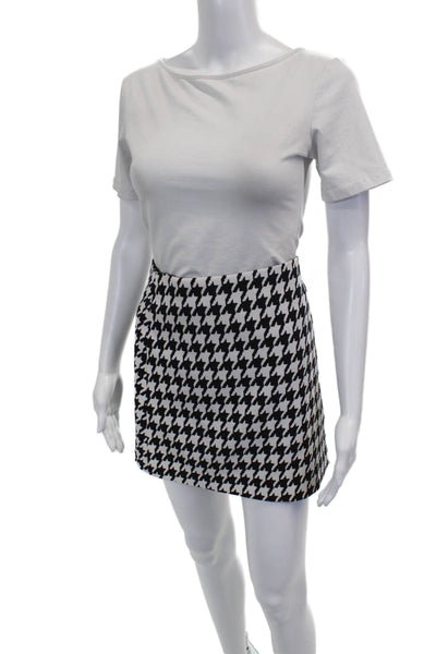 Alice + Olivia Womens Mini Skirt Black Check Polyester Zip Size 6