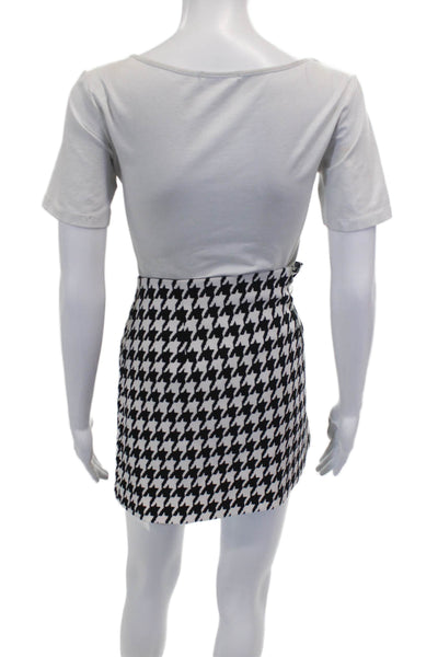 Alice + Olivia Womens Mini Skirt Black Check Polyester Zip Size 6