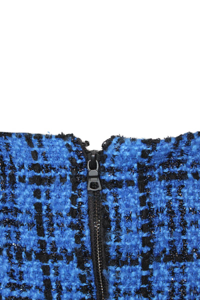 Alice + Olivia Women Blue Wrap Mini Check Polyester Zip Skirt Size 6