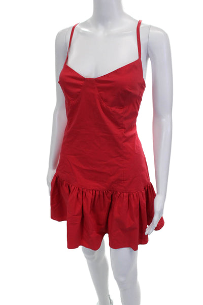 More To Come Women Mini Dress Red Sweetheart Cotton Size L