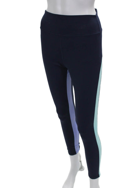 Addison Bay Womens Ankle Leggings Multicolor Colorblock Pull On Size L