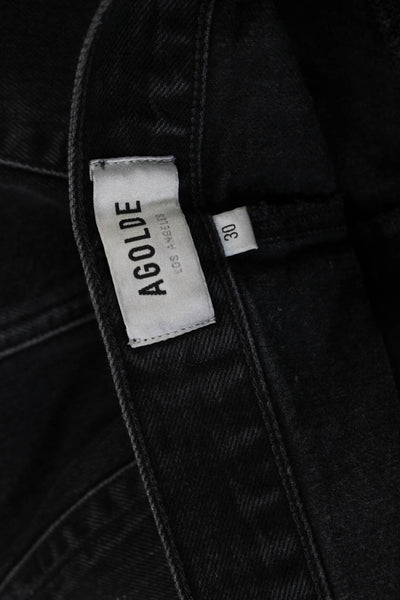 Agolde Women A-Line Black Organic Cotton Mini Skirt Button Size 30