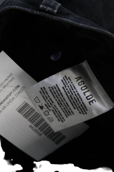 Agolde Women A-Line Black Organic Cotton Mini Skirt Button Size 30