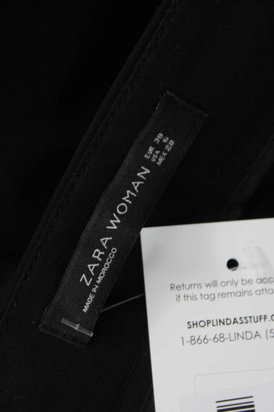Zara Womens Black Dress Pants Polyester Blend Zip Closure Size 6