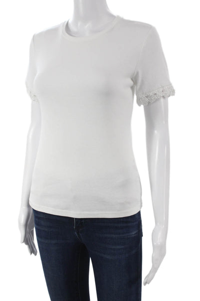 Zara Womens Basic White Cotton Blend Crew Neck Short Sleeve T-Shirt Size S