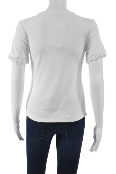 Zara Womens Basic White Cotton Blend Crew Neck Short Sleeve T-Shirt Size S