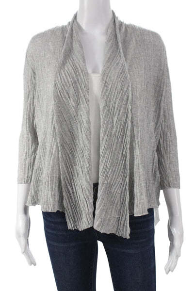 Eileen Fisher Womens Cardigan Sweater Gray Viscose 3/4 Sleeve Size PP