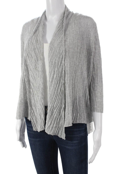 Eileen Fisher Womens Cardigan Sweater Gray Viscose 3/4 Sleeve Size PP