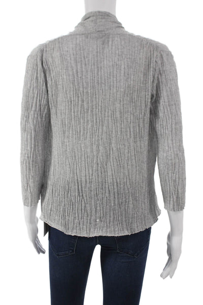Eileen Fisher Womens Cardigan Sweater Gray Viscose 3/4 Sleeve Size PP