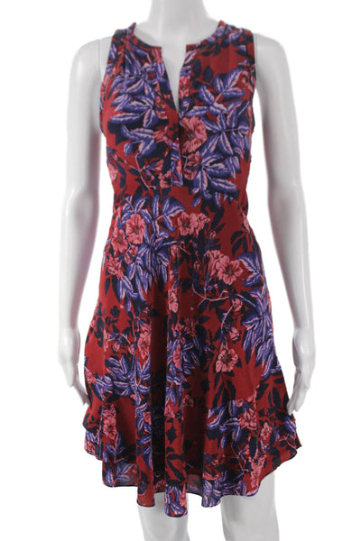 Rebecca Taylor Womens Fit & Flare Silk Floral VNeck Sleeveless Dress Size 2